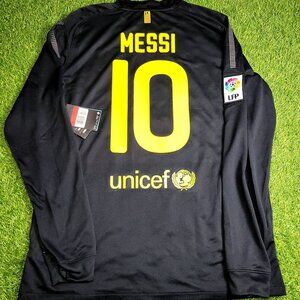 Messi Barcelona 2011 2012 Away Long Sleeve Soccer Jersey Shirt BNWT L
